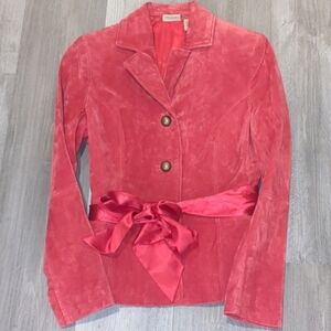 Ruff Hewn Red Women's Blazer with Satin Bow